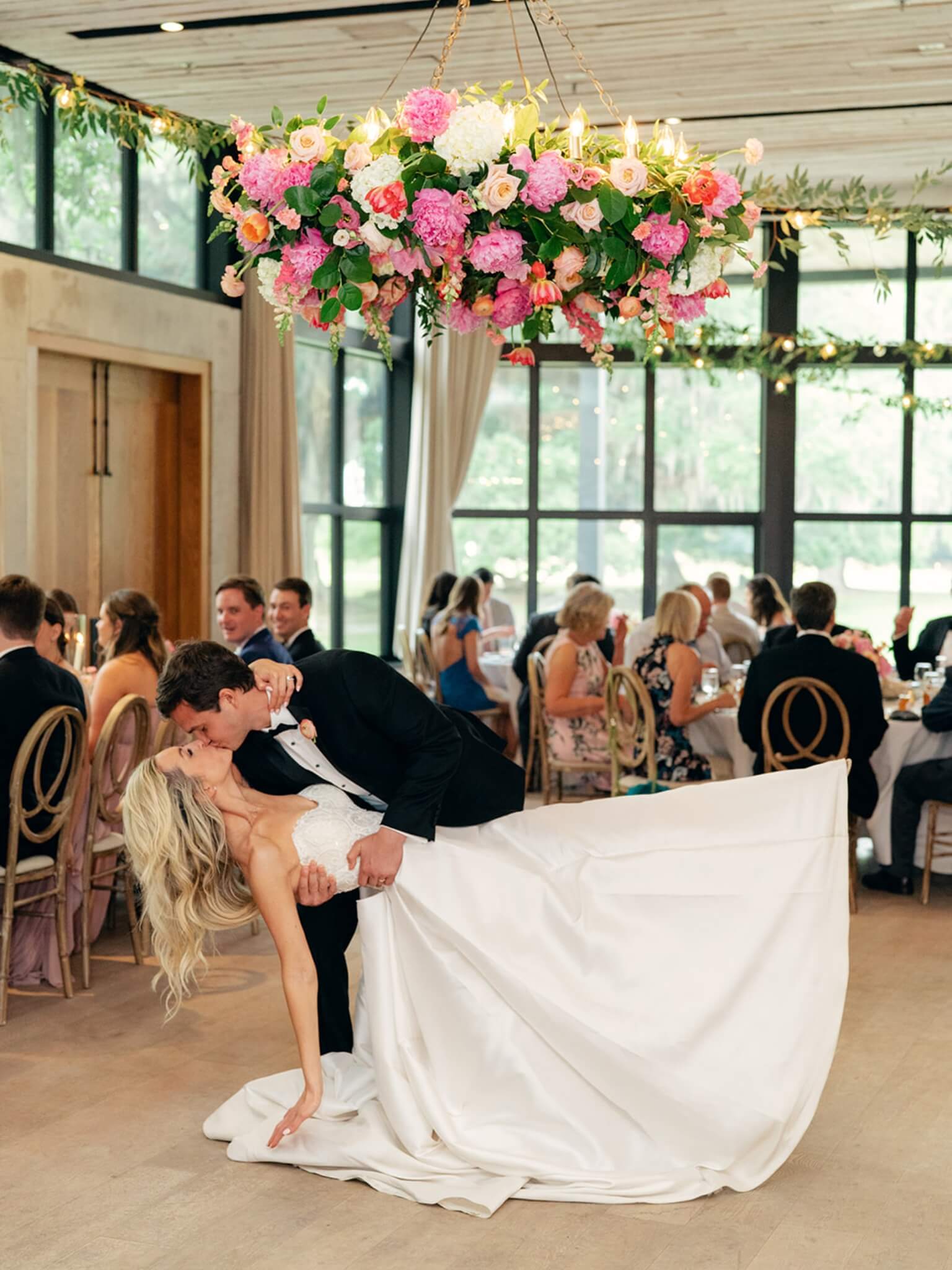 Romantic wedding ceremony floral design