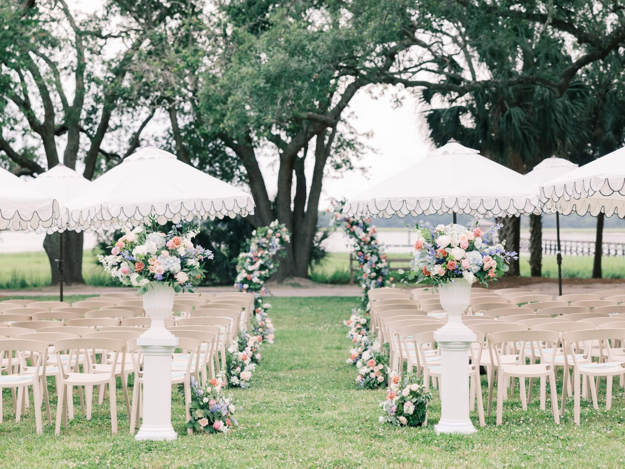 Wedding reception floral installation